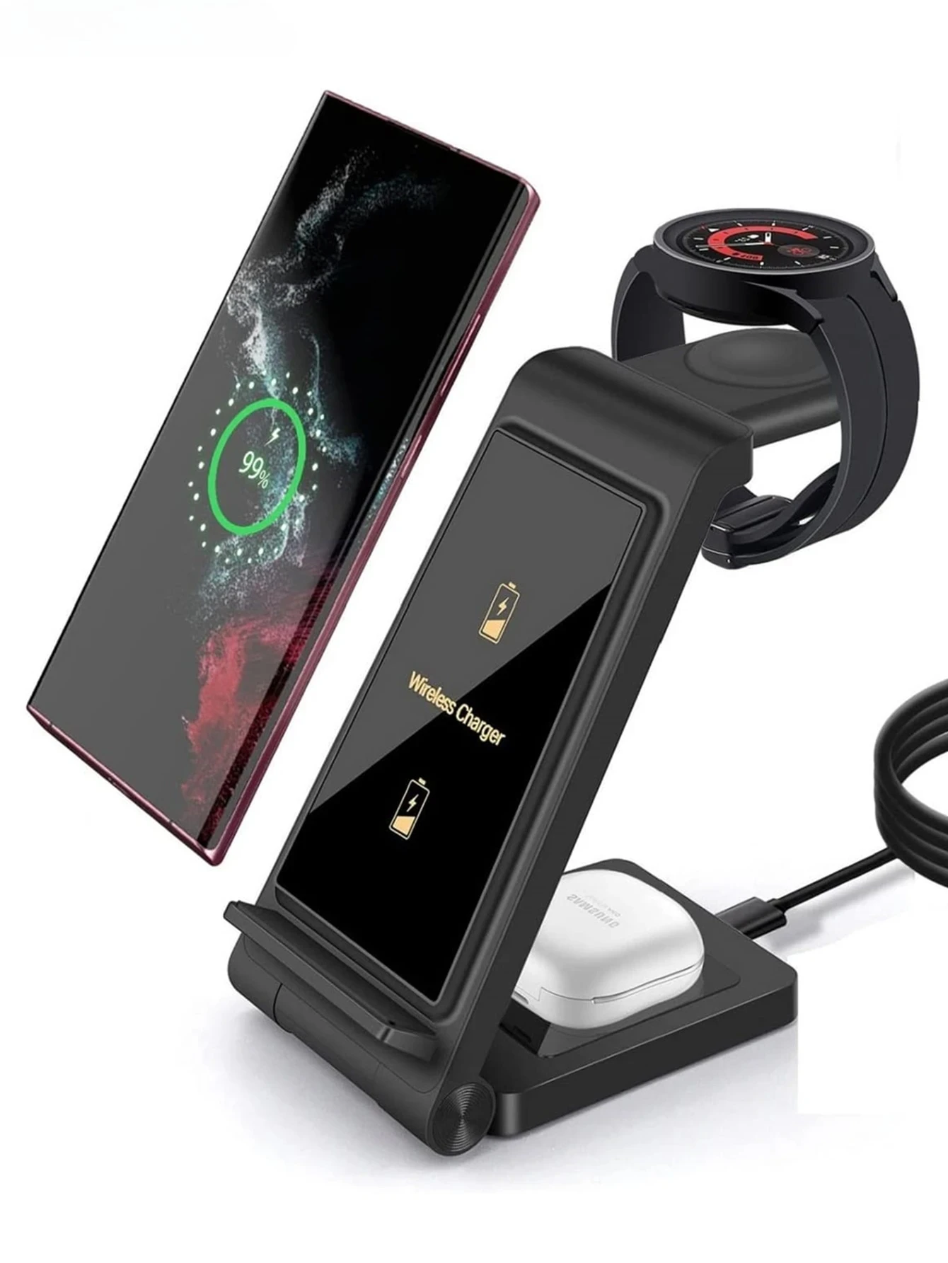 3 in 1 Wireless Charger for Samsung S24 S23 Ultra S22 S21 Note 20 Z Flip 6 Z