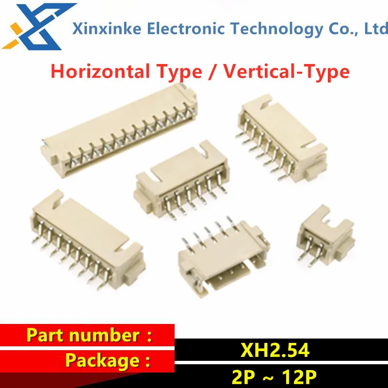 20PCS XH2.54mm Vertical-Type Horizontal Type Socket Connector Curved/Straight Needles 2.54mm Connector 2/3/4/5/6/8/9/10P 11P