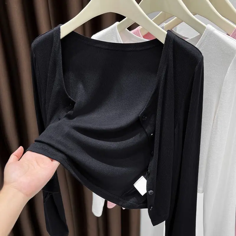 plus Size Modal Shoulder Wrap Sun Protection Clothing Knitted Outerwear Cardigan Air Conditioning Shirt Thin Coat for Women S...