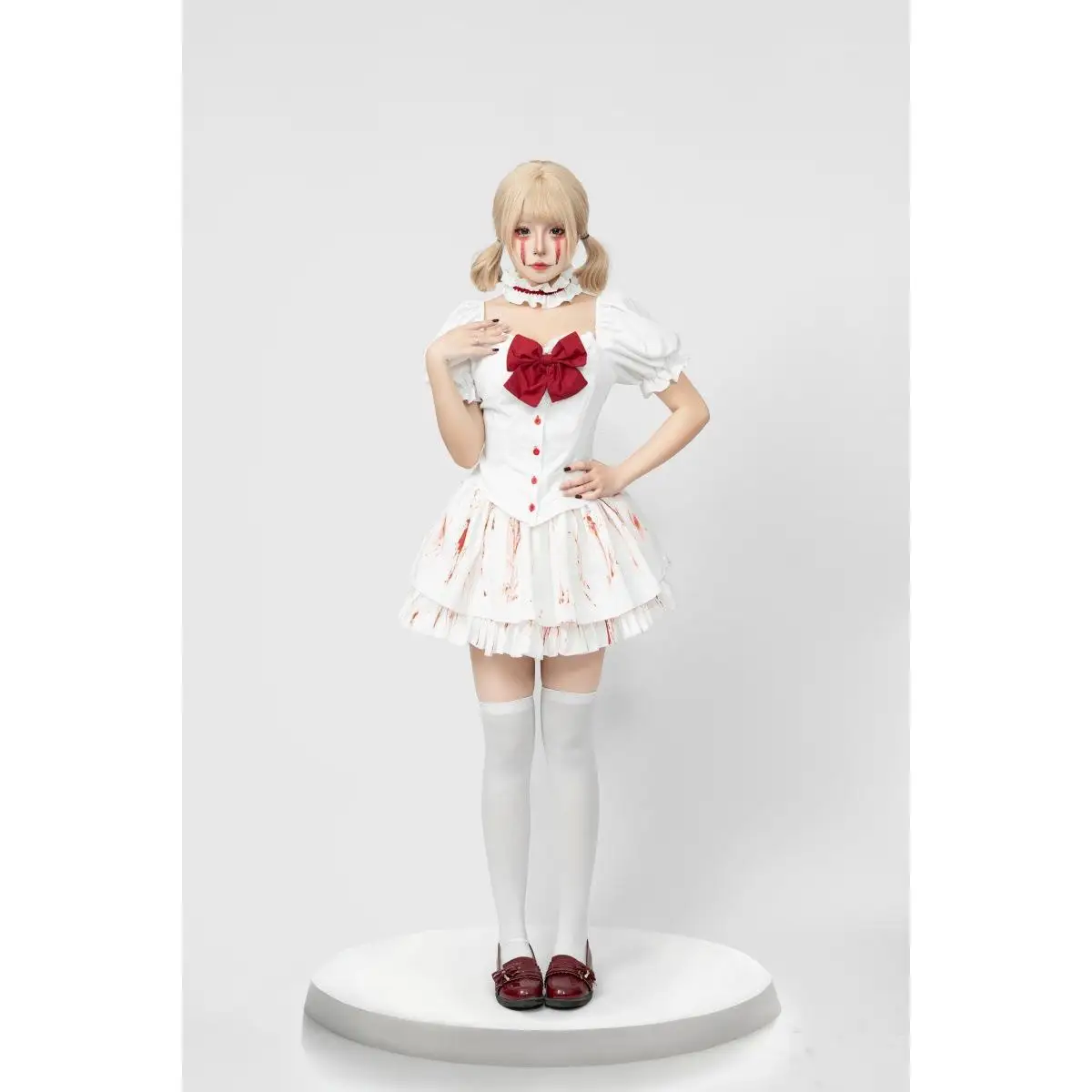 

Хэллоуин ужас кровавая кукла косплей белый готический Sle Par костюм горничной женский традиционный этнический костюм