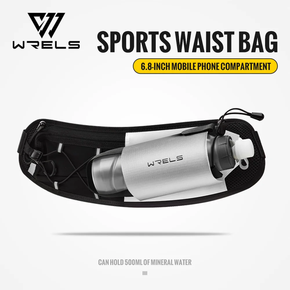 

WRELS Man Woman Adjustable Running Waist Bag Lightweight Hydration Sport Belt Bag Fitness Dual Pocket Running Belt Waist Bag
