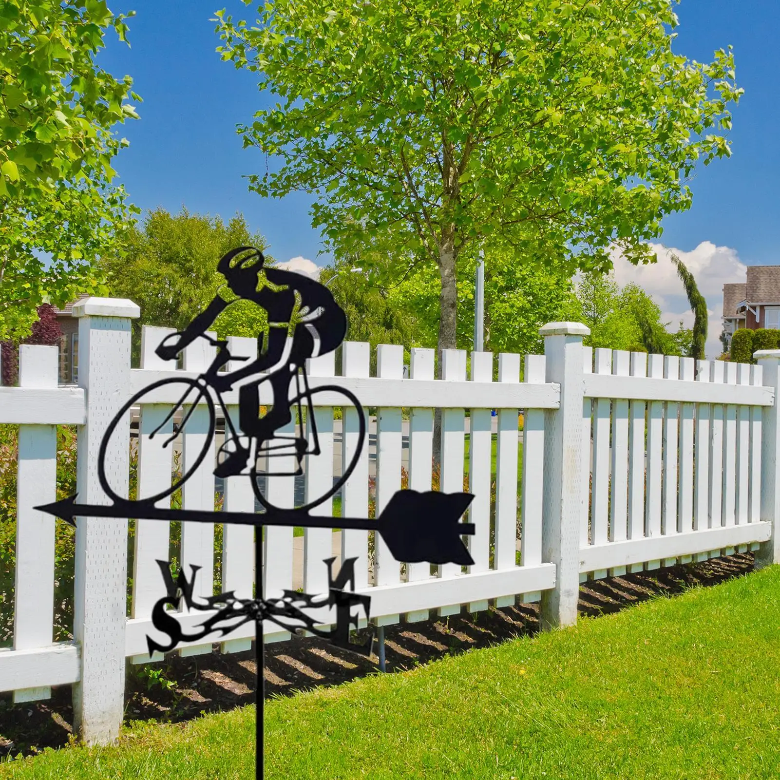 Weather Vane Bike Riders Weather Vane Weathercock Roof Stake Direction Indicator Decoration for Paddock Gazebo Lawn Barn Yard