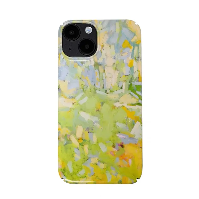 

Yellow Green Blending Oil Painting Graffiti Case for IPHONE 17 16 ProMax 15 14 Plus 13 12 MINI 11 PRO 16Plus Acrylic Phone Cover