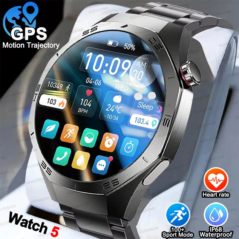 

Глобальная версия смарт-часов Watch 5 Series: мужские спортивные часы с GPS-трекером, компасом, HD-звонками, водонепроницаемостью IP68, для фитнеса и спорта, модель 2026 года