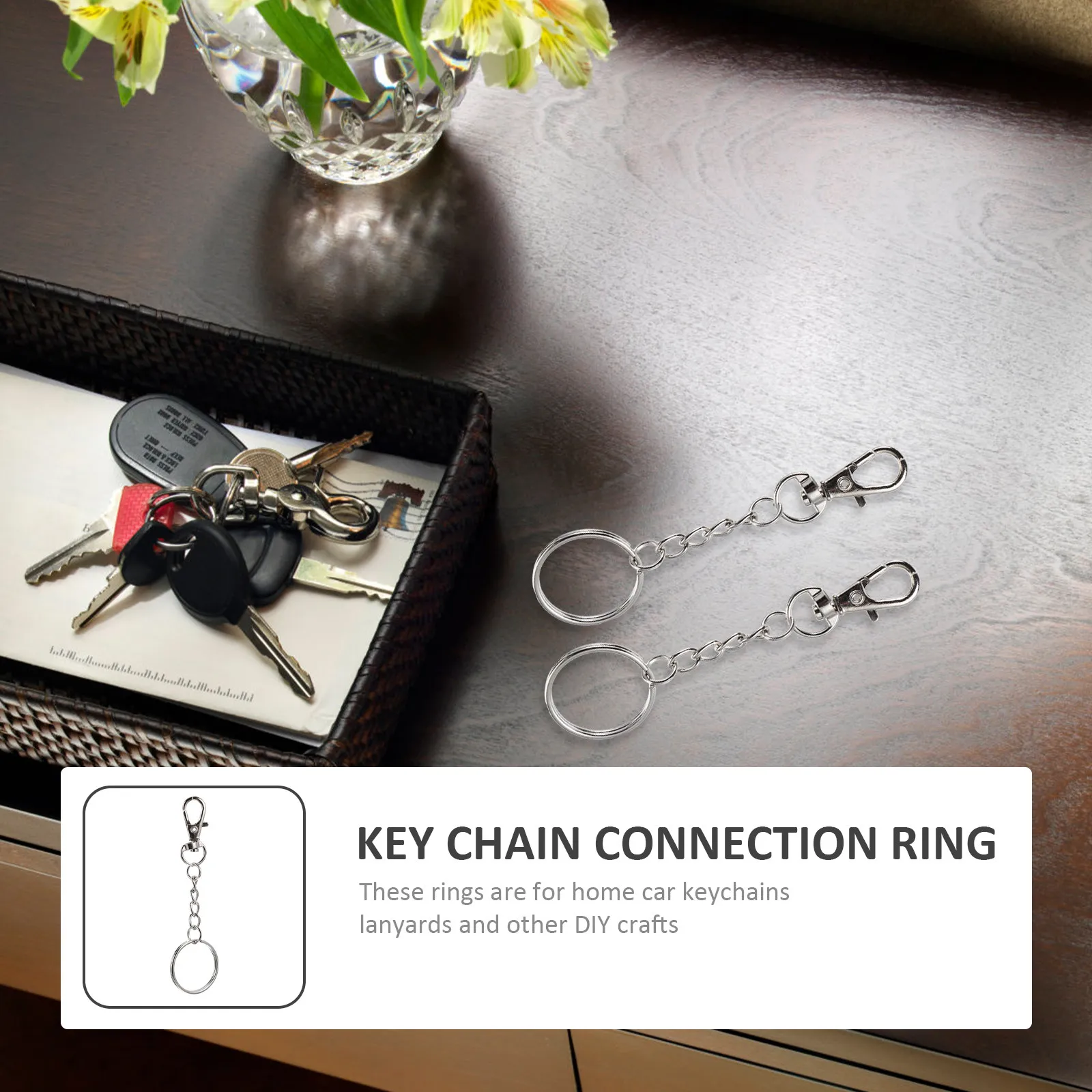 

60Sets Stainless Steel Lobster Clasp Keychain DIY Jewelry Making Supplies for Key Rings Bag Accessories Necklace Bracelet