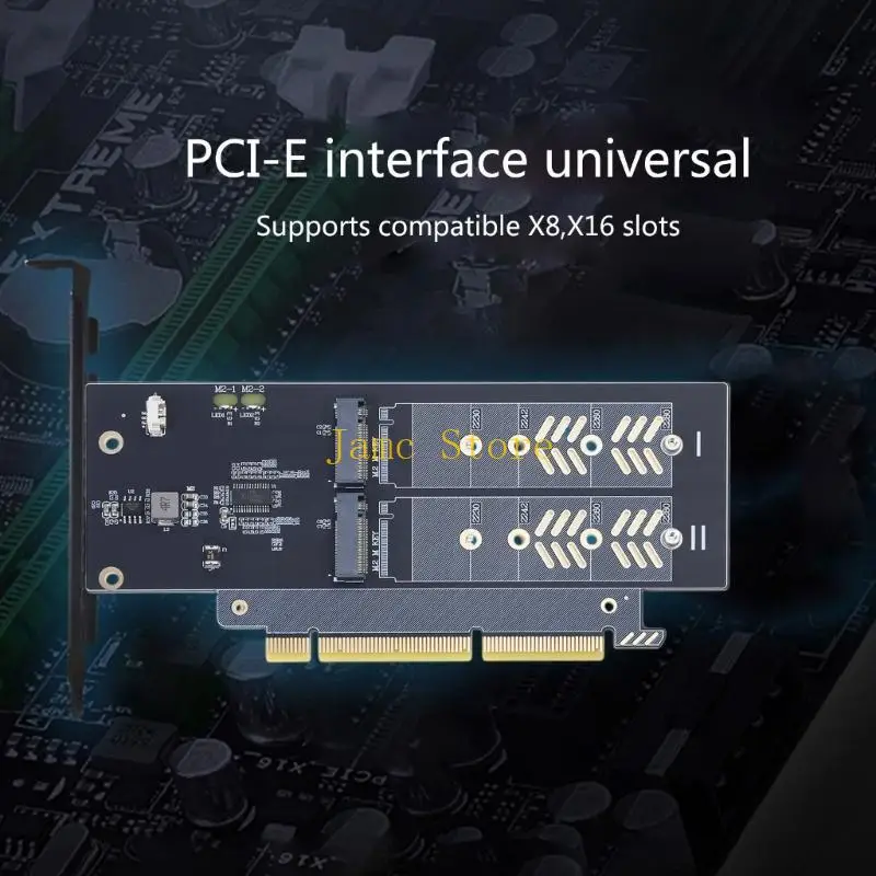 LX0B for M.2 Riser Card for M.2 NVME to PCIE Dual Disk Hard Drive SSD Adapter Expansion Card for PCIE X16 Slot Motherbo