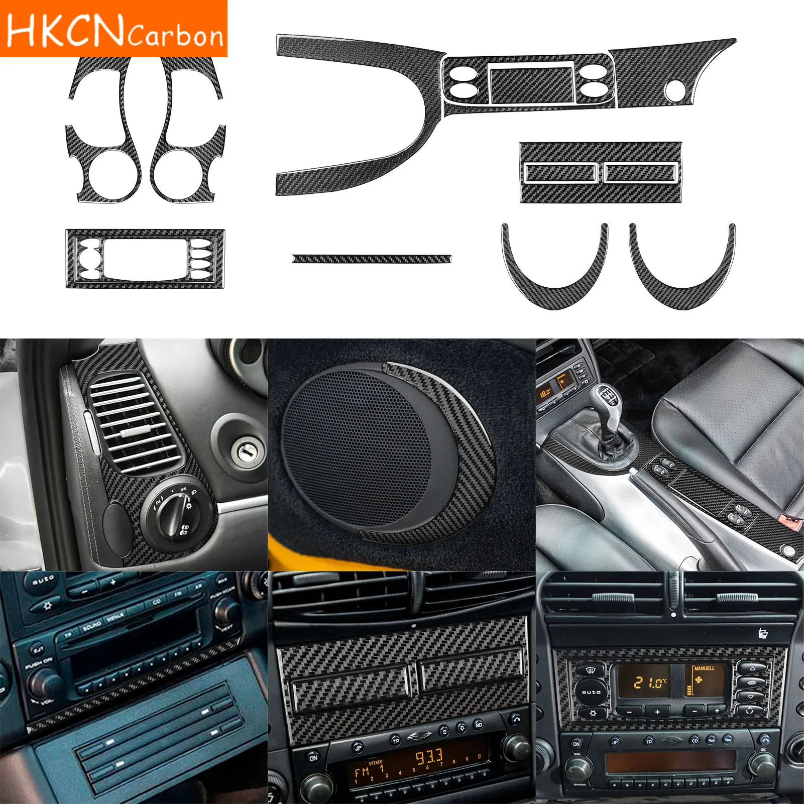 Car Accessories Carbon Fiber Headlight Taillight Full Kit Cover Trim Interior Sticker Modification For Porsche 911 996 1998—2004