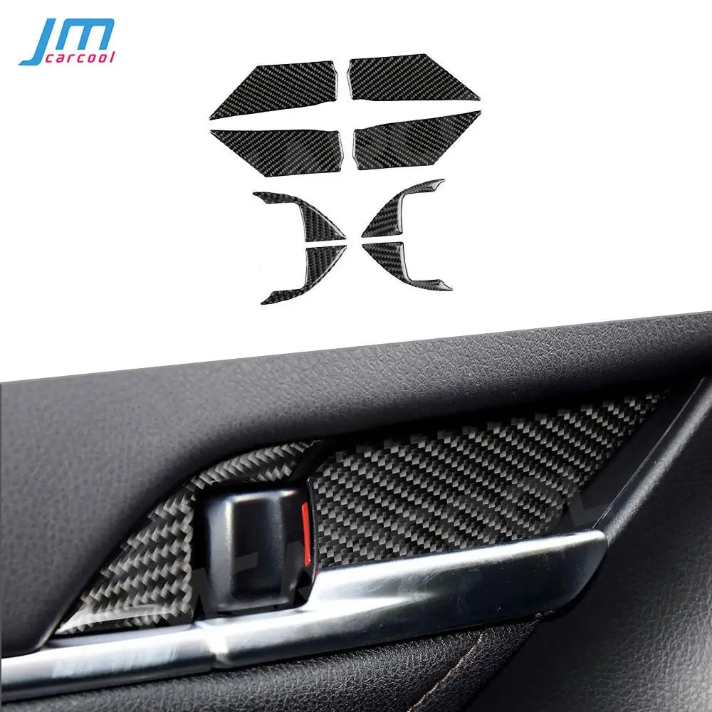 

Carbon Fiber Car Door inner Handles Bowl Trim Frame Cover Stickers For Toyota Camry 2018 2019 Interior accessories