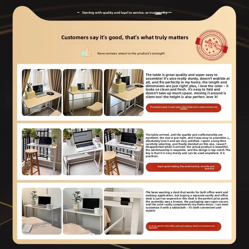 Mesa de estudo dobrável, mesa, estante, escritório integrado, mesa de computador, mesa de cabeceira móvel portátil