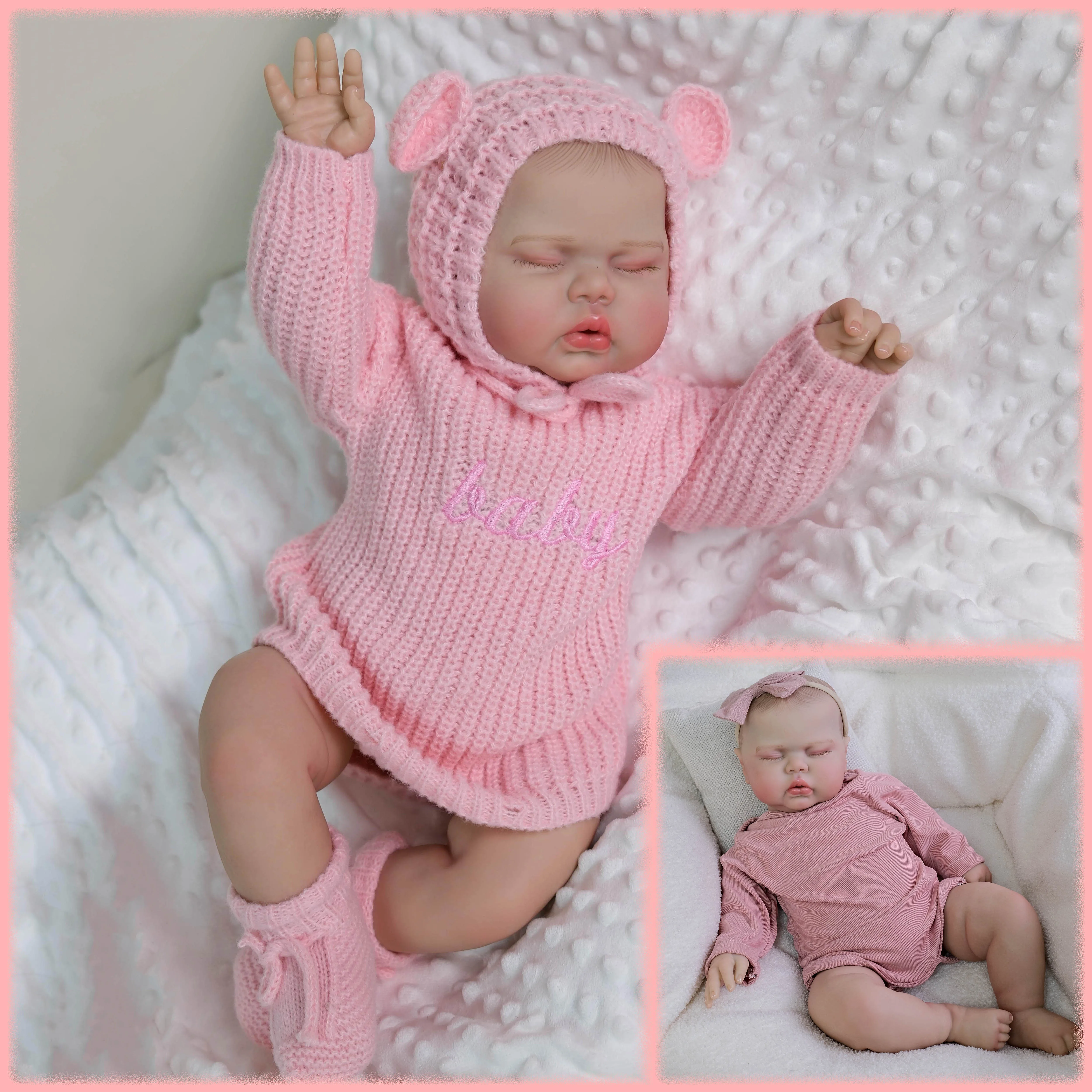 

Маринованная спящая кукла реборн, 19 дюймов, реалистичная, ручная работа, многослойная живопись, 3D кожа с видимыми венами, коллекционная художественная кукла