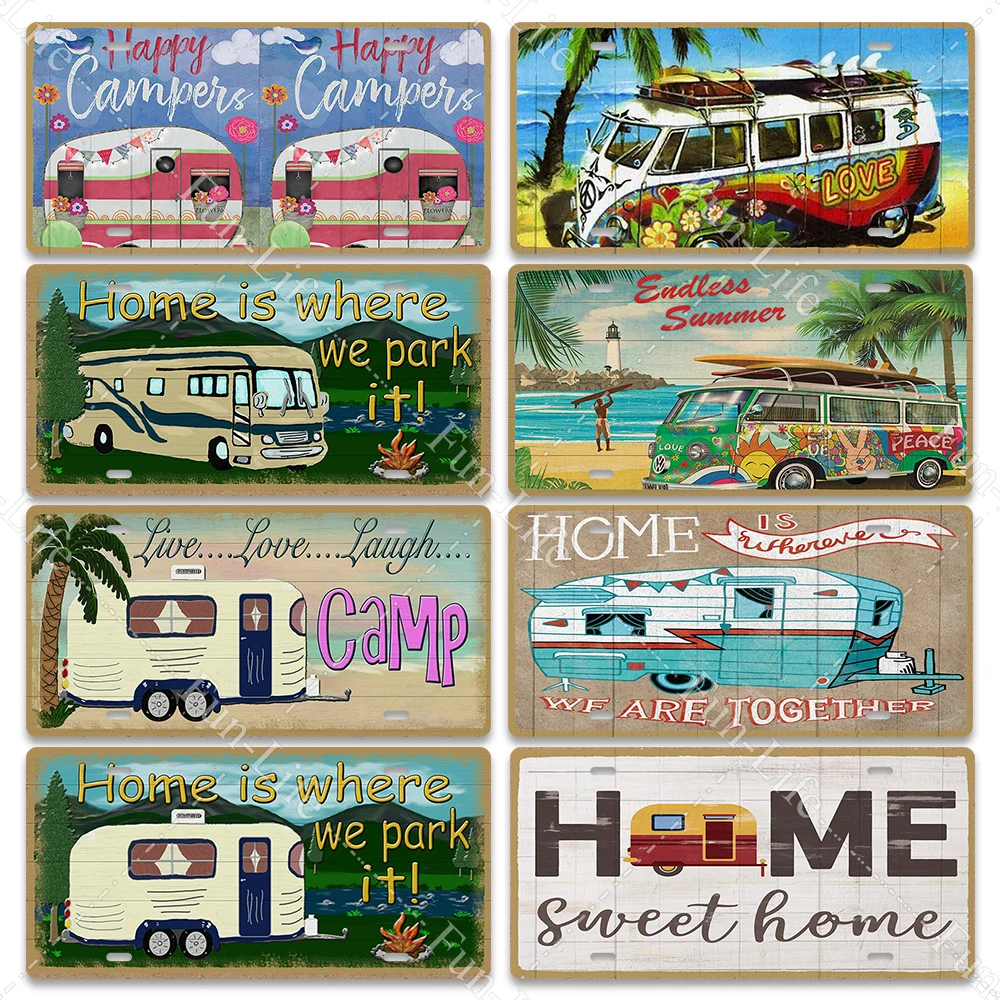 Camping Metal Sign Plate Plaque Vintage Tin Sign Decor for Camping/Cars/Tent/Cookout/Camping Supplies/Home Wall Decor