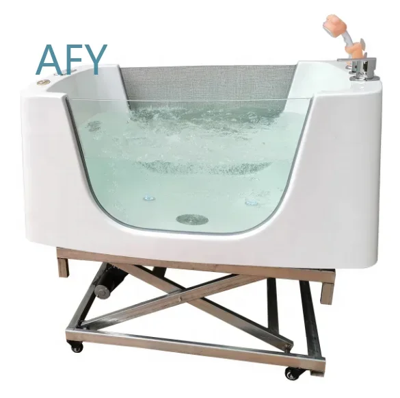Electric Lift Pet Spa Bathtub for Pet Grooming Salon for Dogs Cats With Wheels Adjustable Height Spa Massage Bathtub for Pet