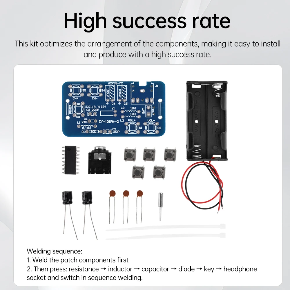 RDA5807 라디오 모듈 전자 제조 교육 DIY 키트, 76 ~ 108MHz FM 라디오 키트