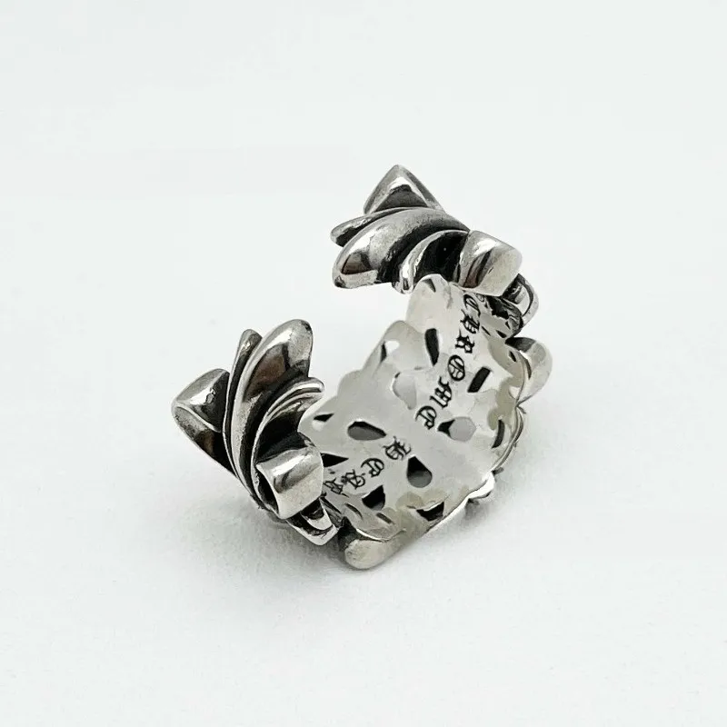 Hip Hop Retro Cross Flower Mouth Ring, Vintage Cross-border Non Fading Classic, Vintage Heavy-duty Men's Ring