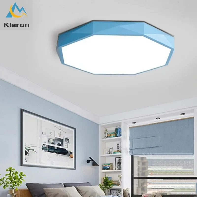 Nordic Modern Macaroon LED Ceiling Lamp Bedroom Restaurant Iron Art Ceiling Light Living Room Decoration Octagonal Ceiling Lamps