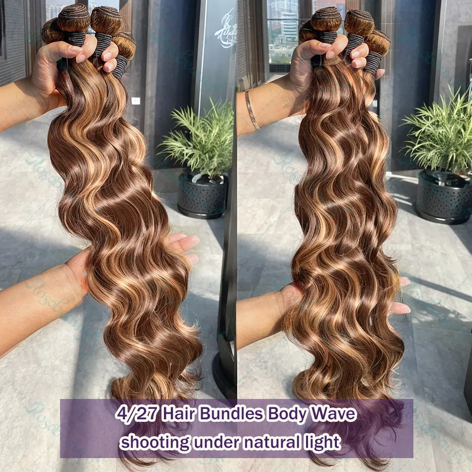女性のためのブラジルの自然なヘアエクステンション,ボディウェーブ,ハニーブロンド,ハイライト,織り,4バンドル,27バンドル,100% 人毛,2バンドル,4バンドル