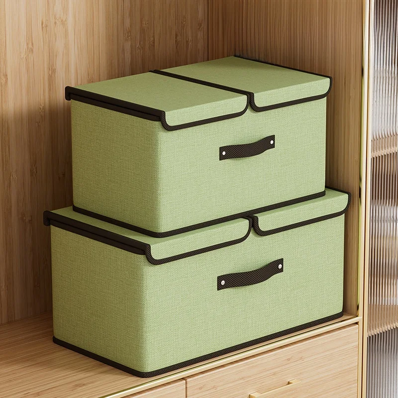 Cotton Linen Double Cover Mixed Storage Box Cloth Art Underwear Storage Box Dustproof Stackable Organizer Box Cabinet Storage
