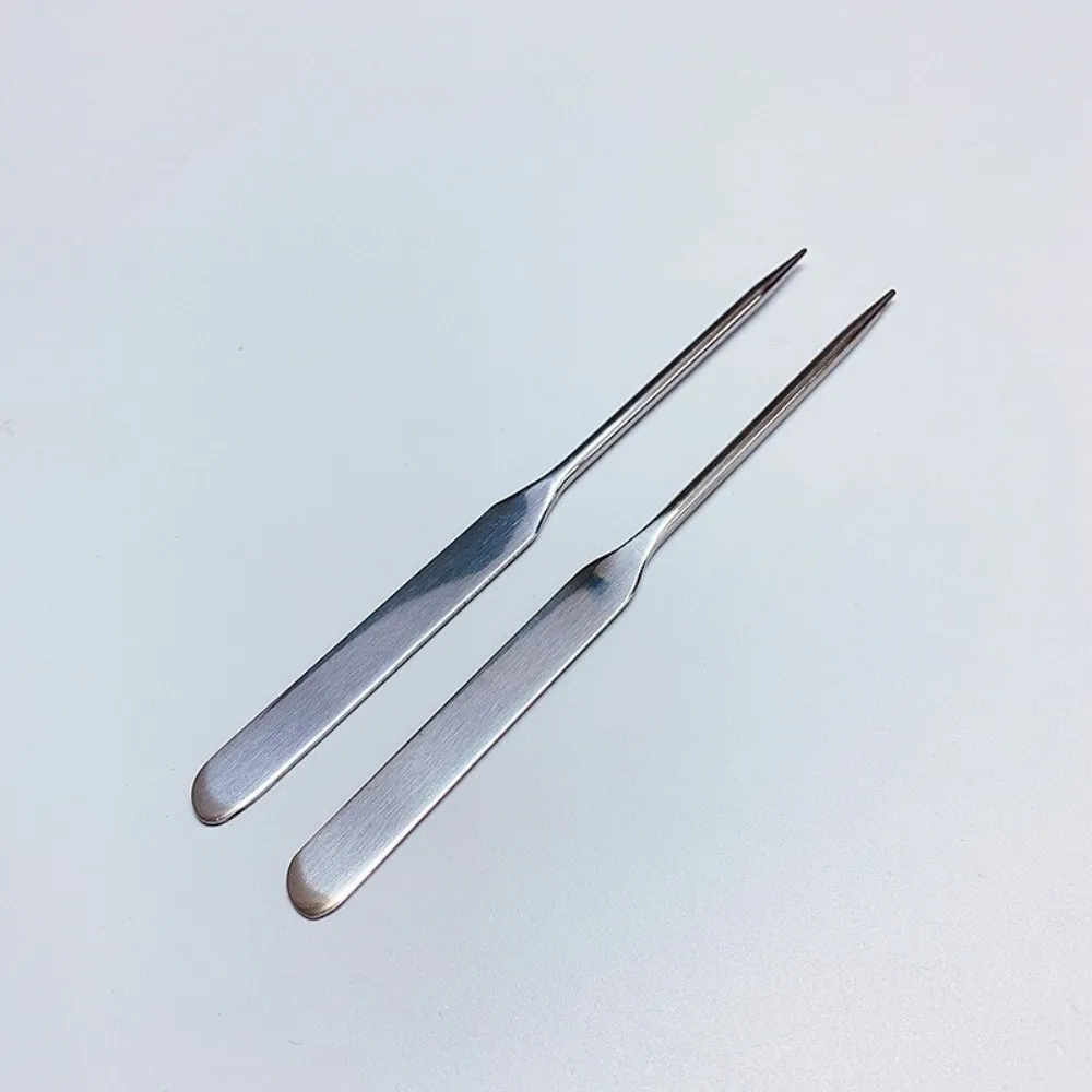 2 قطعة الفولاذ المقاوم للصدأ ماكياج خلط عصا خفيفة الوزن مريحة لهجة لوحة صينية المحمولة كريم الوجه خلط أداة أدوات مكياج #4