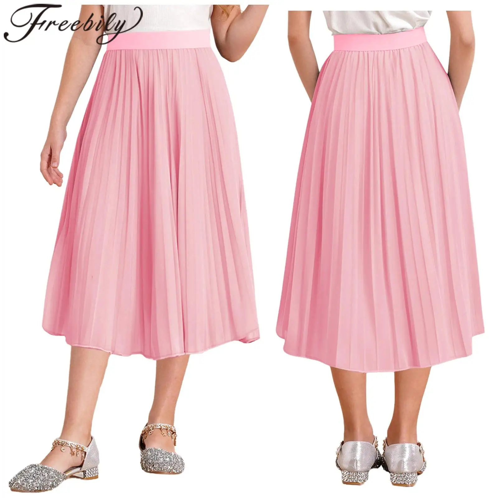 

Girl Party Skirts Tutu Lyrical Dance Elegant A-line Elastic Waistband Skirt Pleated Summer Children Ballroom Ballet Clothes