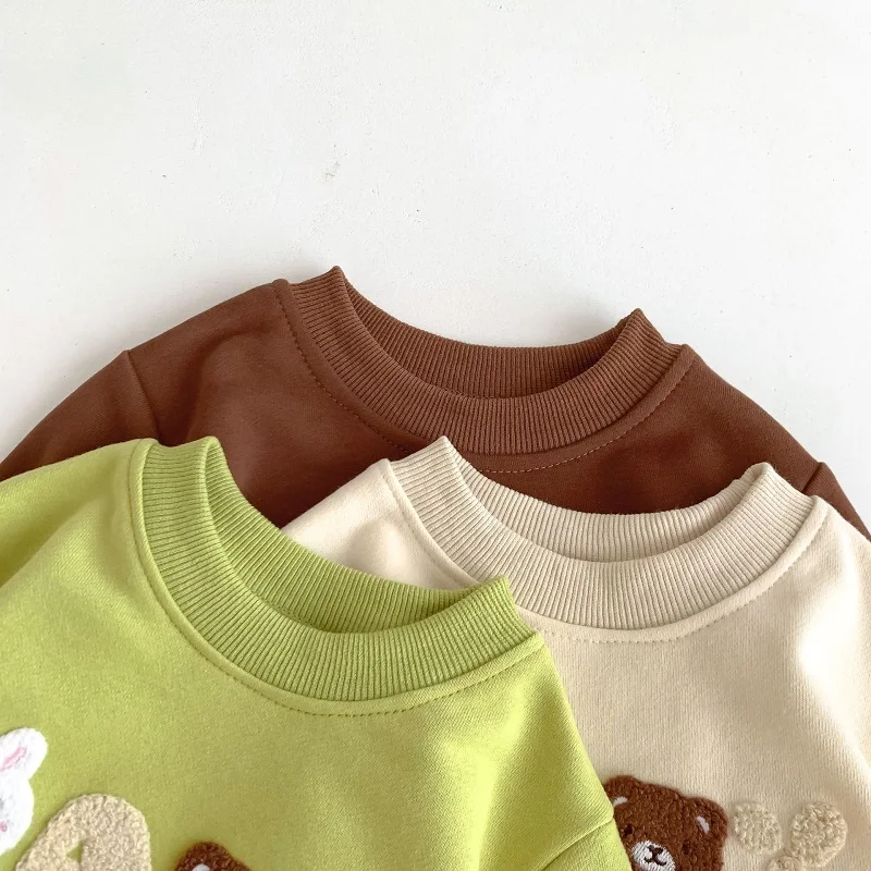 2023 Autumn Newborn Baby Clothing Set Long Sleeve Cartoon Pattern Pullover Sweatshirt Tops+Jogger Pant 2PCS Tracksuit Clothes image 2