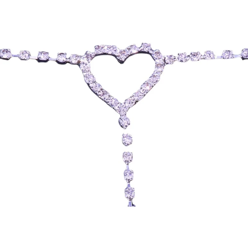 

European and American Fashion Jewelry Simple Fully Jeweled Loving Heart Leg Bracelet Waist Chain Rhinestone Body Chains Women