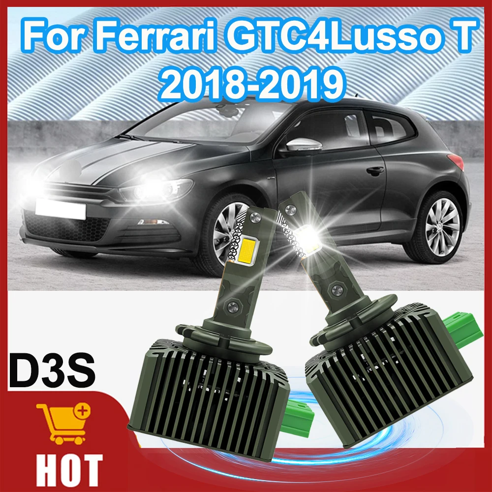 

For Ferrari GTC4Lusso T 2018-2019 2X D3S D3R LED Headlight Bulbs 200W 6000K Super White HID Xenon Conversion Kit