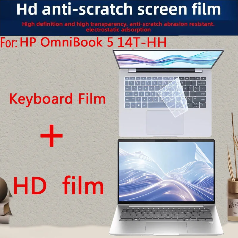 For 14-inch HP OmniBook 5 14T-HH Keyboard Film Laptop Screen Protective Film Glass Toughened Film Anti-blue Reflective Film
