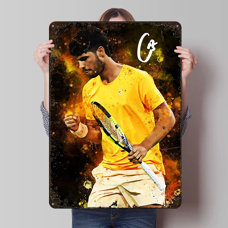 Carlos Alcaraz Tennis Player Tin Poster Customized Wall Art Retro Vintage Metal Signs for Fans Room Interior Accessories House