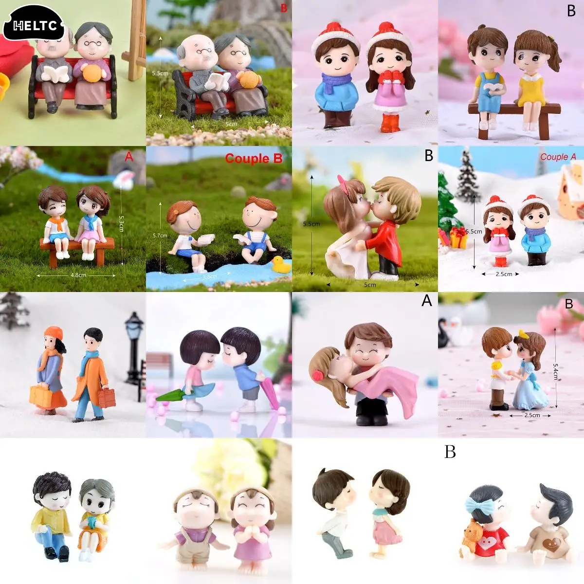 2 pçs/set mini banquinho amantes casal animais casa árvore de fadas jardim miniaturas diy micro paisagem decoração terrário figuras ação