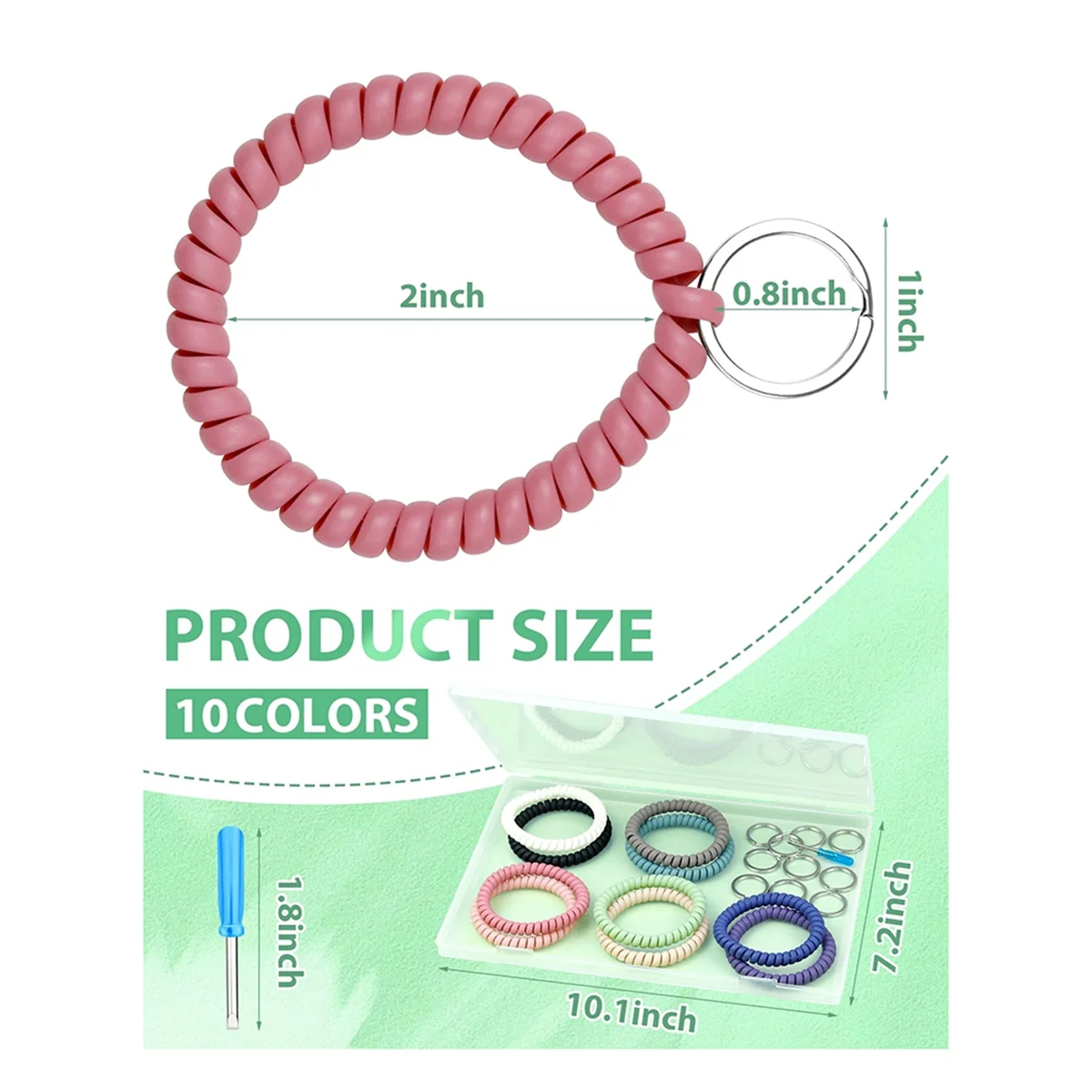 Y31A 10 Uds pulsera de llavero de muñeca estirable, pulsera de llavero de bobina en espiral Flexible, llavero retráctil