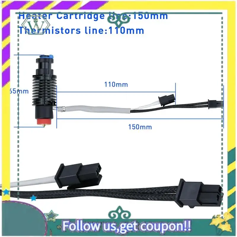 A28Q-For E3D Revo Hotend Kit V6 المبرد النحاس فوهة التدفئة الأساسية 104Nt الثرمستور ل E3D Revo ثلاثية الأبعاد أجزاء الطابعة الوصول #6