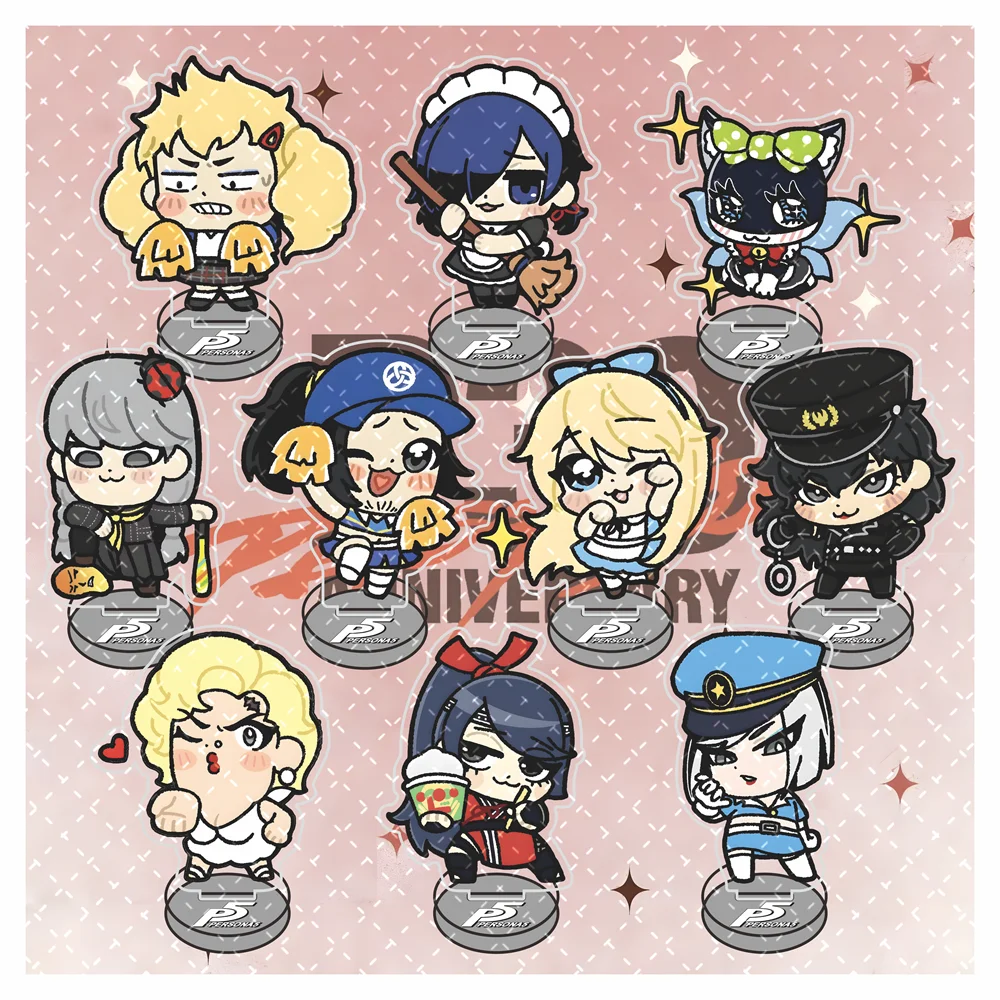 Persona 10cm Acrylic Stand Figure Q‑Chibi Cute Character Keychain Game Desktop Tabletop Decor Otaku Collectible Gift For Fans