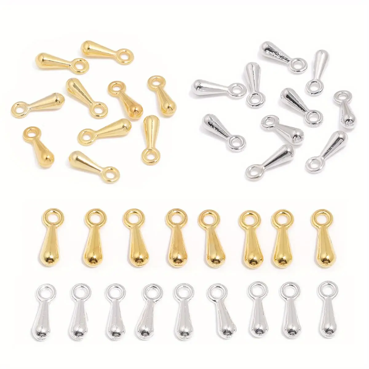 150 個メタリック鉄水滴ペンダントエンドビーズテールペンダントエクステンダーチェーンビーズジュエリー作成所見アクセサリー