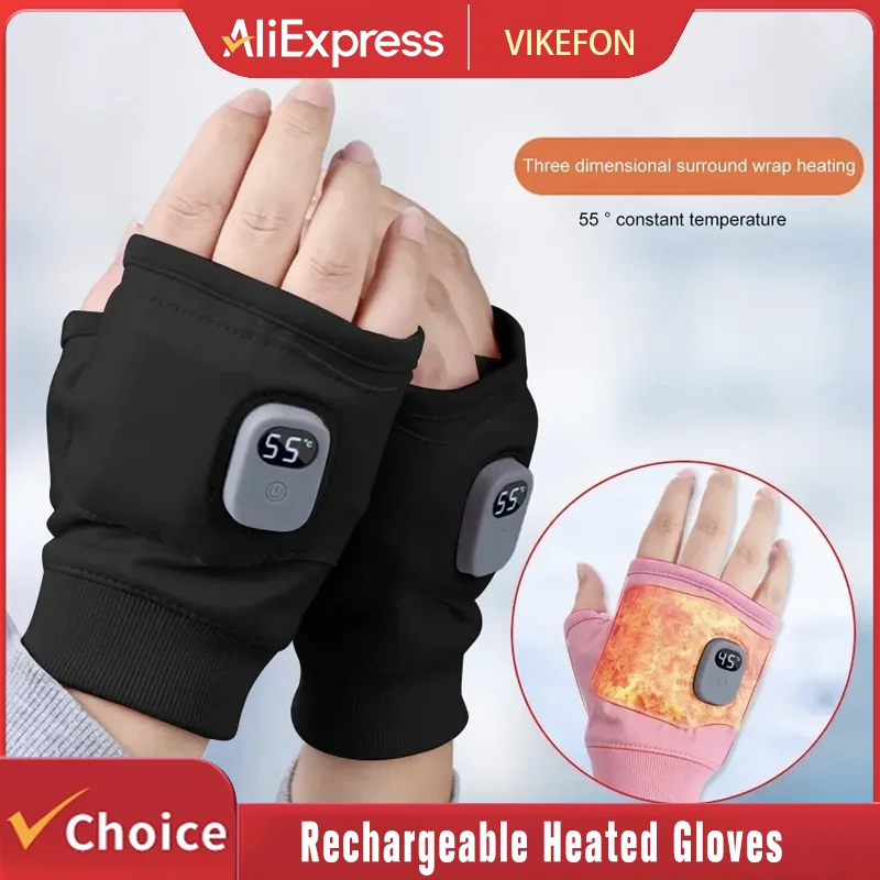 

Rechargeable Heated Gloves 360 Degree Thermal Heated Gloves Winter Windproof Warm Fingerless Gloves for Outdoor Hiking Cycling