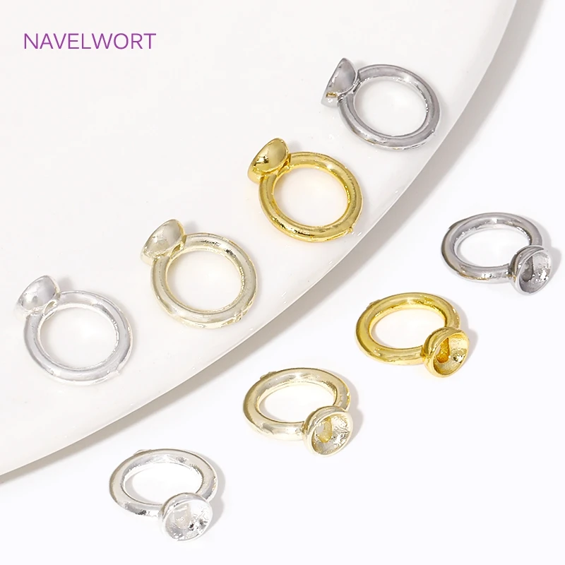 10/20Pcs 18K Gold Plated End Caps For Jewelry,Brass Ends Connector With Loop,DIY Bracelet Necklace Making Accessories Wholesale