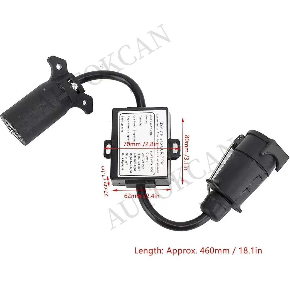 Picture 6: US 7Pin to EU 7Pin Trailer Light Converter US 7 Way Plug To European 13 Pin Separation Brake Light Circuit Connector Adapter