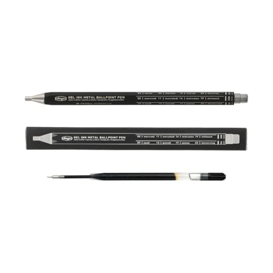 

Гелевая ручка Days с металлическим корпусом - 0,5 мм, выдвижная, в ретро-стиле, легкая, сделано в Японии - идеально подходит для школы и офиса