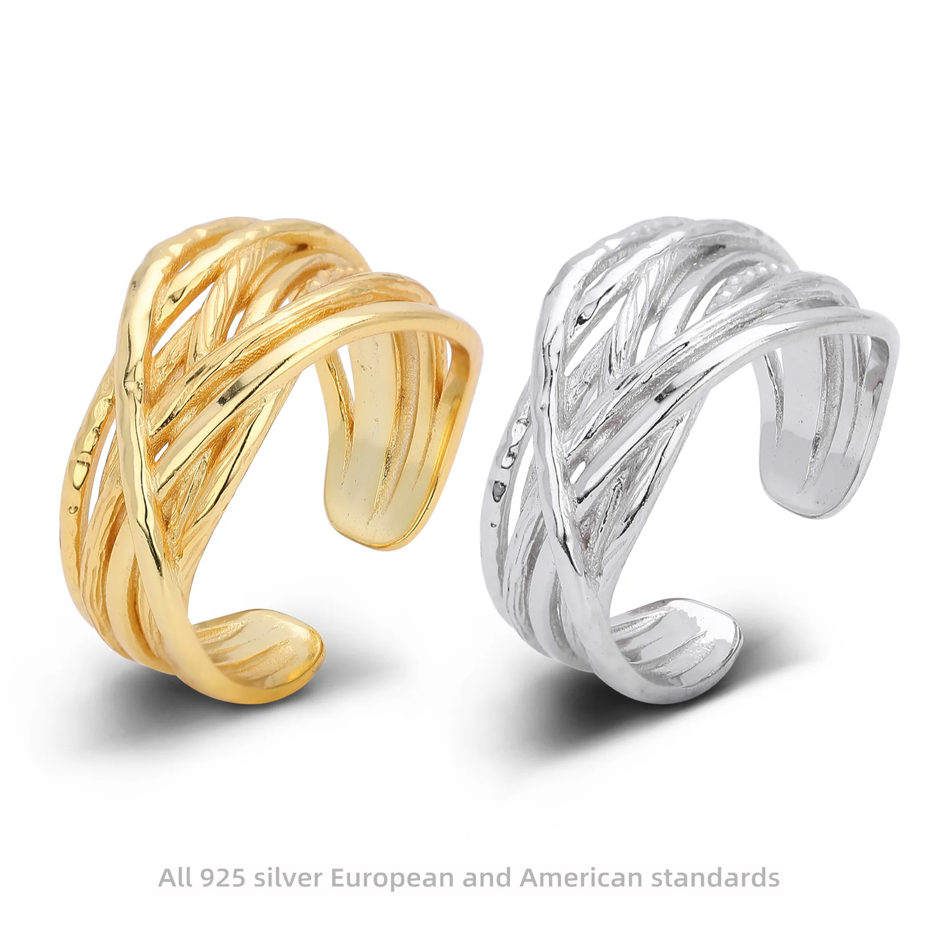 Withered S925 Sterling Silver Ring Fashionable Personalized Irregular Multi-layered Ring Accessory For Women