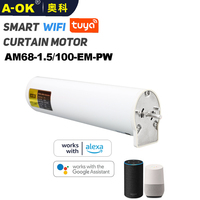 A-OK AM68-1.5 Tuya wifi Silent Curtain Motor,Tuya app/RF Control/485/Dry Contact Control,100-240V,Voice Control Alexa/Google