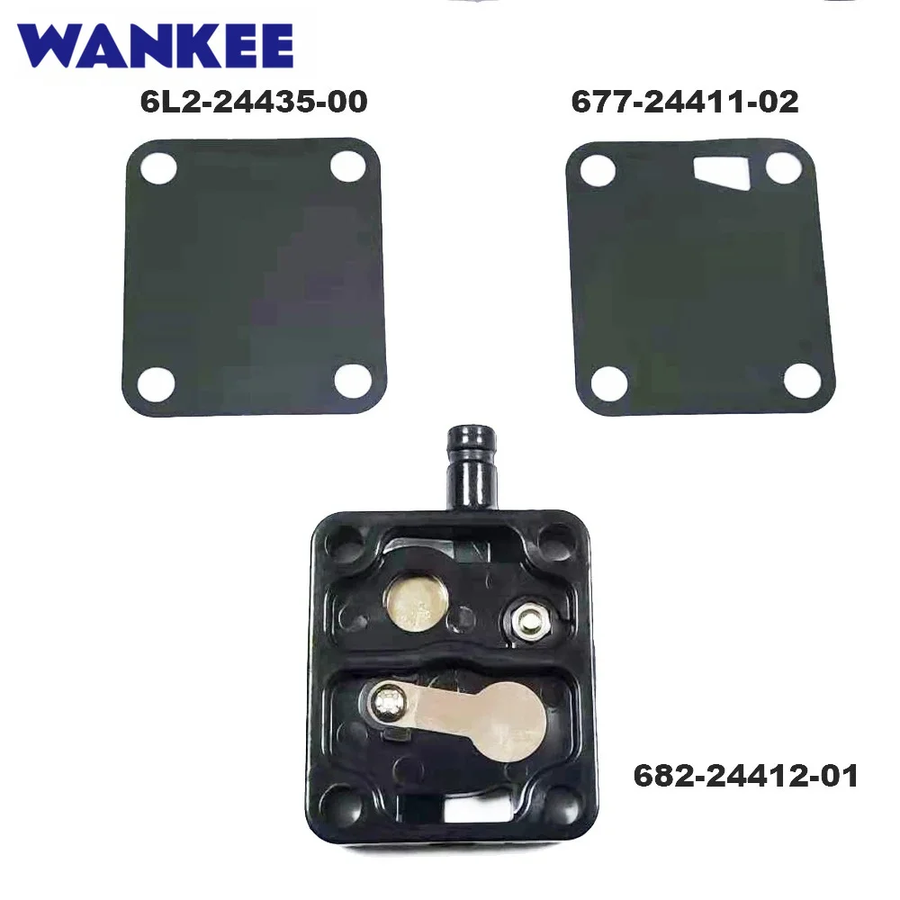 For Yamaha Outboard Motor 6L2 Fuel Pump Repair Kit 2T 20HP 25HP Included 682-24412 Body 677-24411 and 6L2-24435 Diaphragm