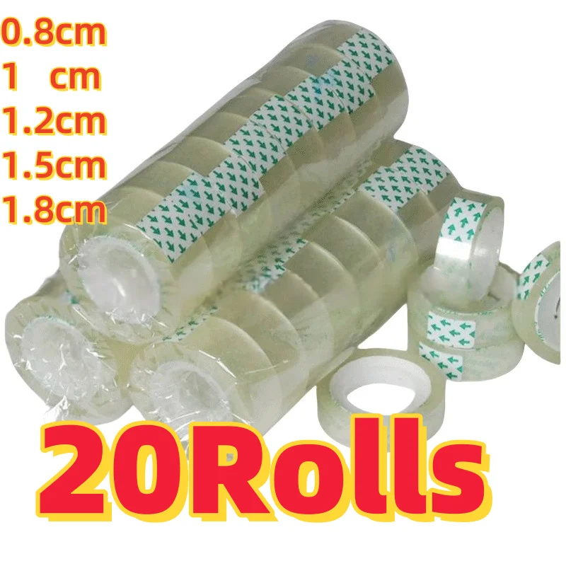 Cinta Adhesiva Transparente Multifuncional de Alta Viscosidad, 20-5 Rollos, Rollo de Recarga de Cinta Transparente para Envolver Regalos, Oficina, Hogar, Escuela