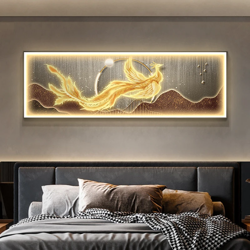 Phoenix bedroom bedside lamp painting led lamp painting banner modern light luxury living room meaning good master bedroom mural