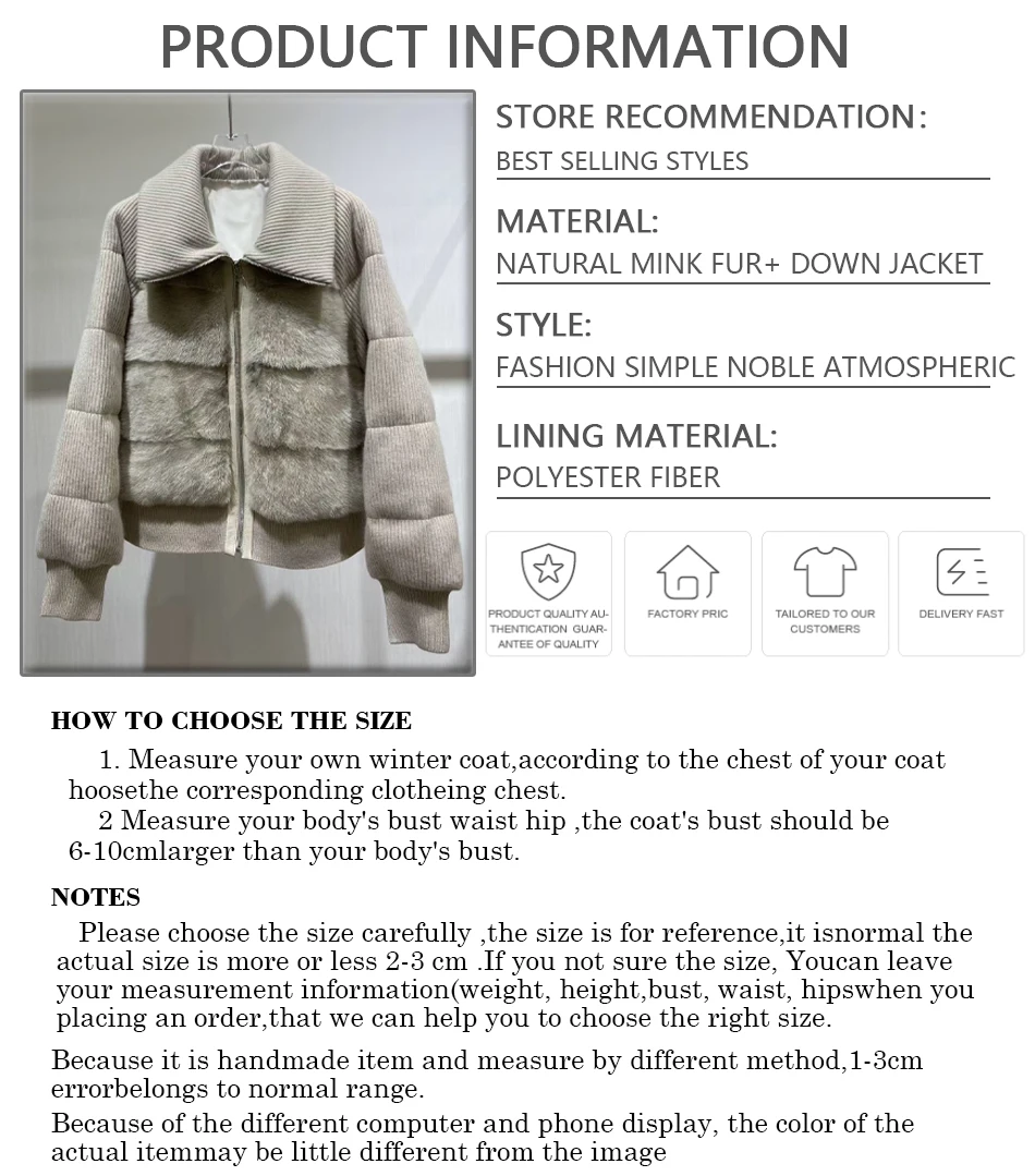 Kasjmierwol Nertsen donsjassen Kort natuurlijk bont pufferjack met kraag Bomberjack Luxe winterdonsjas voor dames