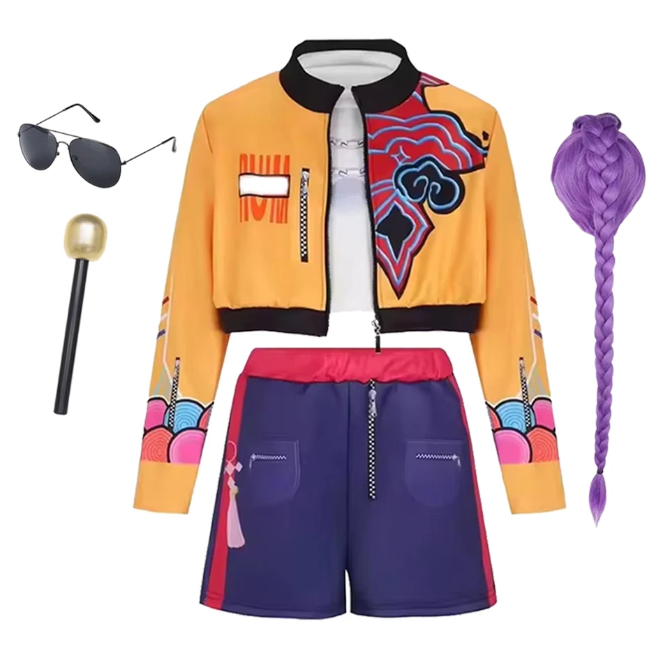Neues Halloween-Kostüm für Mädchen, Cosplay-Sängerin, Showkostüm, Jacke, Weste, Hose, 3-teiliges Set, modisches Outfit für Geburtstagsfeiern und Rollenspiele – Detail 5