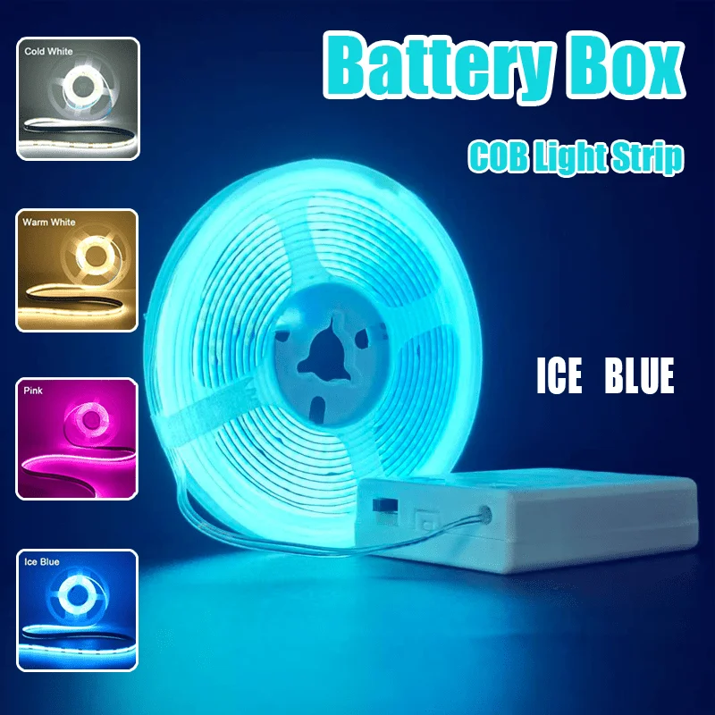 

Светодиодная лента COB с питанием от 3 батареек АА, гибкая COB-лента 5В, гибкая диодная лента для вечеринок, спальни, кухни