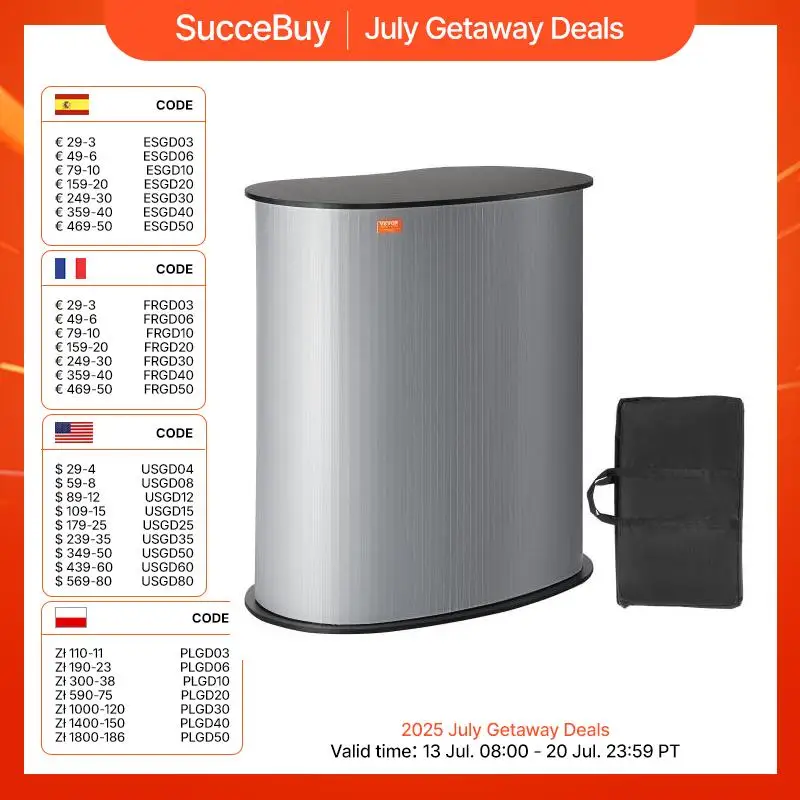 VEVOR Portable Tradeshow Podium Table Display Exhibition Counter Stand Booth Fair with Wall, Foldable Promotion Retail Bar Table