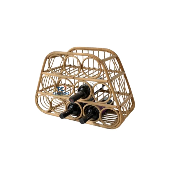 Crafts Vintage Style Rattan Wine Rack and Win Bottle Rack with Suspenders