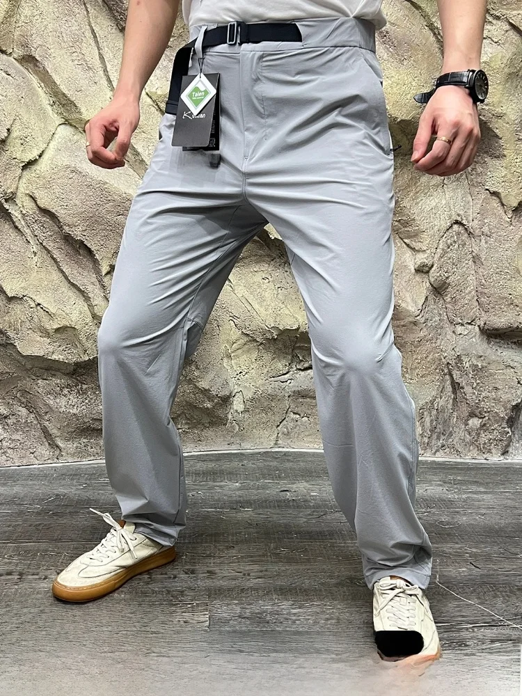 

Busin Sle Laser Hole Punching Breathable Thin Qui Dry Waterproof Casual Pants for Men Spring Summer Lightweight Straig...