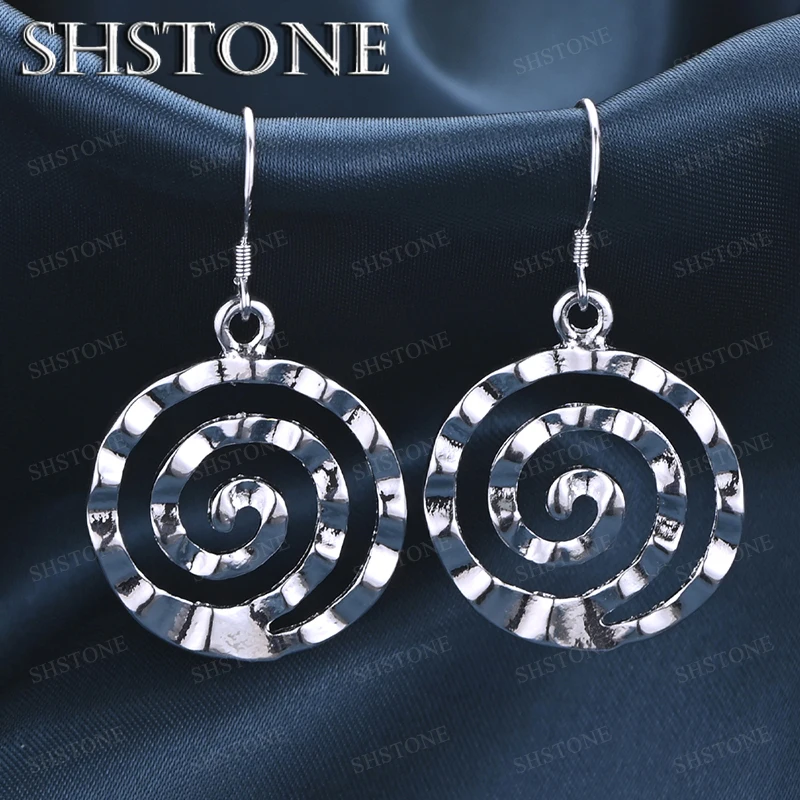 

Hot Selling New 925 Sterling Silver Spiral Circle Drop Earrings Women Fashion Popular Jewelry Birthday Party Gifts Accessories