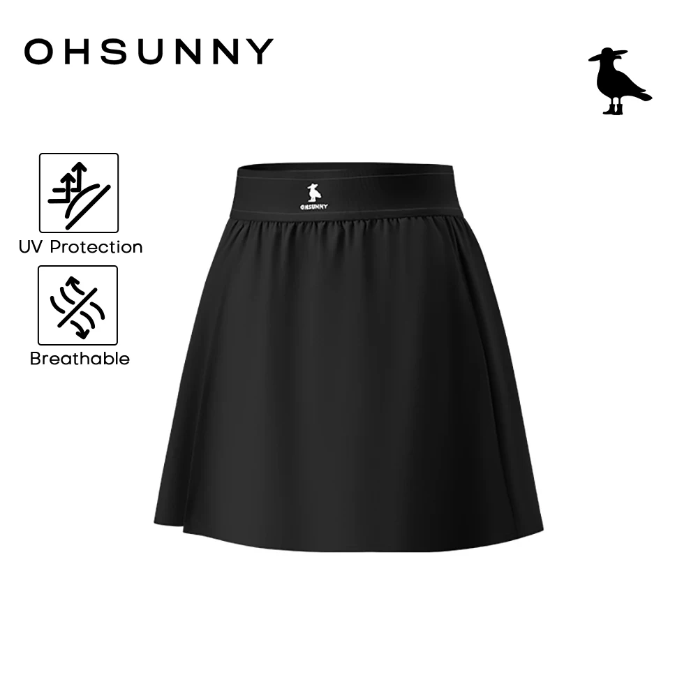 

OhSunny Women's High Waist Athletic Skirt with Pockets Quick Dry,Chlorine Resistant,Anti-Slip Shorts for Running Tennis Golf